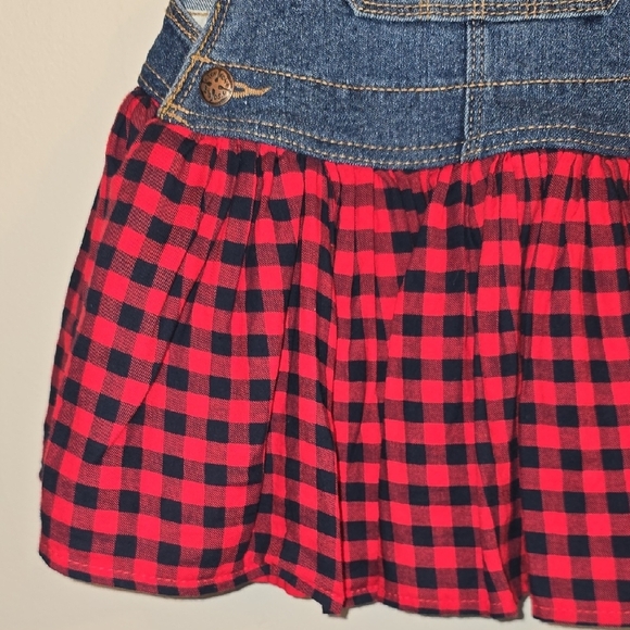 Blue and Red Plaid Overalls with Denim Top LOT K - Picture 4 of 10